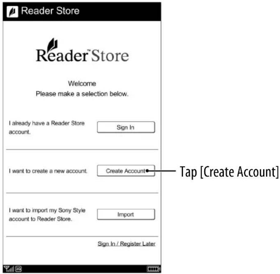SONY PRS-950 - Creating a Reader™ Store Accouri - 1