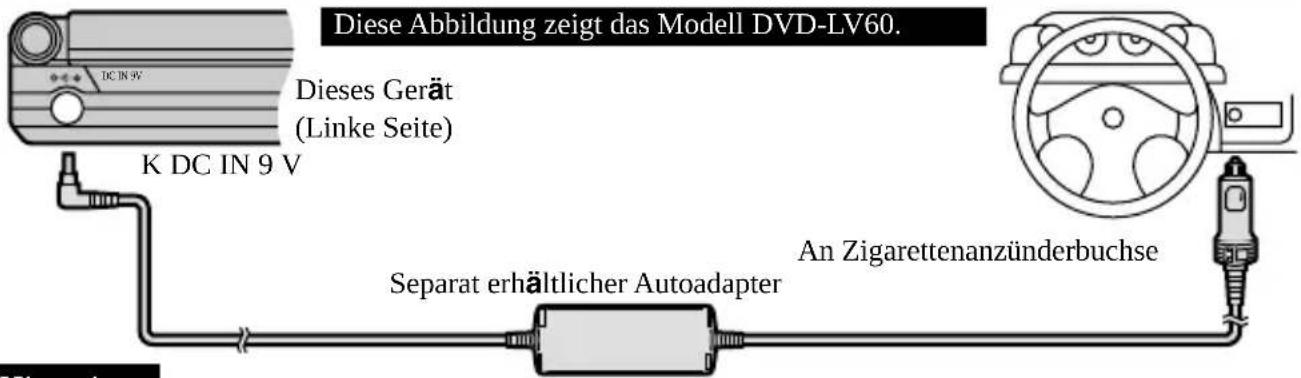 PANASONIC DVD-PV40 - Gebrauch eines separat erhältlichen Autoadapters Teile-Nr. DY-DC95 - 1