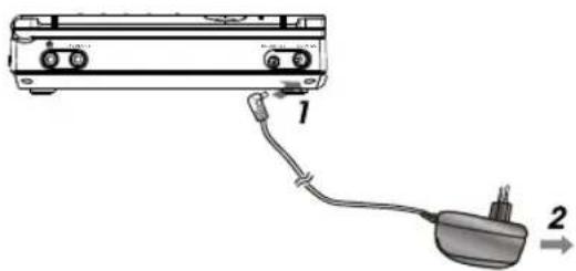 DENVER MT-725TWIN - Recharging the battery by using AC-DC adapter - 1