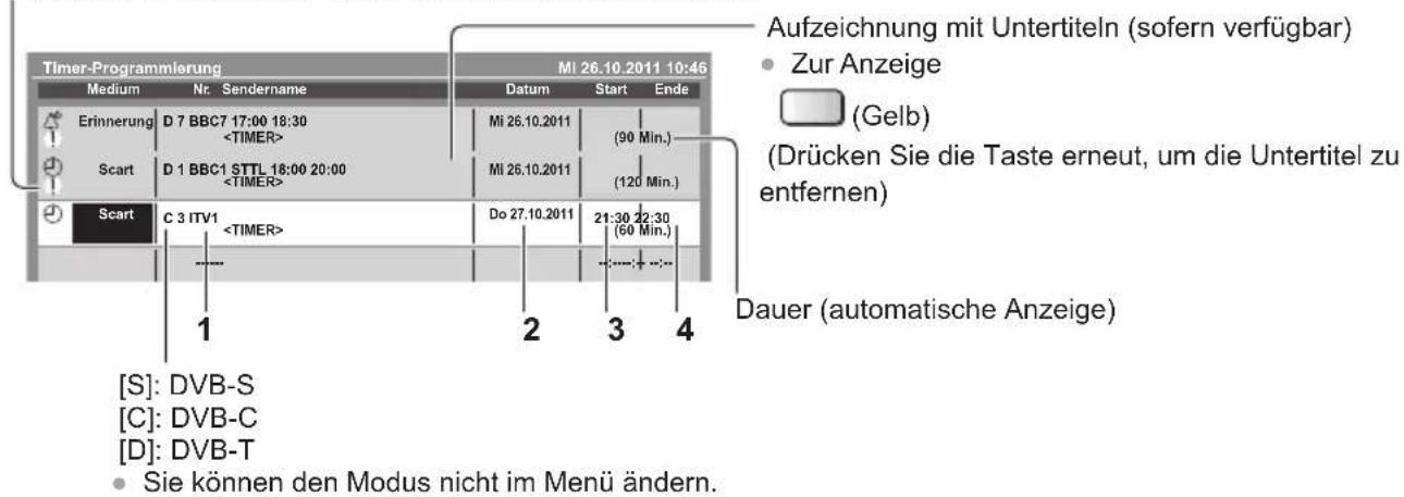 PANASONIC Viera TX-P55ST50J - ! : Sich überschneidende Timer-Programmierungsereignisse - 1