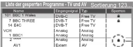 PANASONIC Viera TX-P50STW50 - Wählen Sie den zu sperrenden Kanal / Eingang - 1