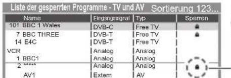 PANASONIC Viera TX-P42STW50 - Wählen Sie den zu sperrenden Kanal / Eingang - 1