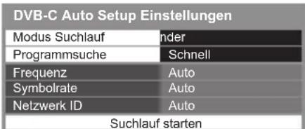 PANASONIC Viera TX-P42STW50 - Nehmen Sie die gewünschten Einstellungen für die Auto Setup Einrichtung (DVB-C) vor - 1