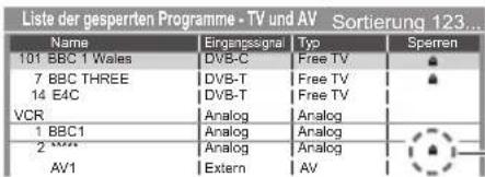 PANASONIC Viera TX-P42ST50J - Wählen Sie den zu sperrenden Kanal / Eingang - 1