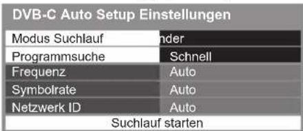 PANASONIC Viera TX-P42ST50J - Nehmen Sie die gewünschten Einstellungen für die Auto Setup Einrichtung (DVB-C) vor - 1