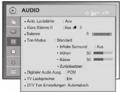 LG 32LV340U - Einstellungen im Menü AUDIO - 1