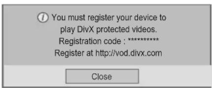 LG 42PW451A - Registering the DivX code - 1