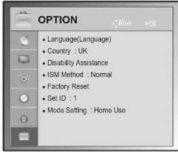 LG 42LK430A - OPTION settings - 1