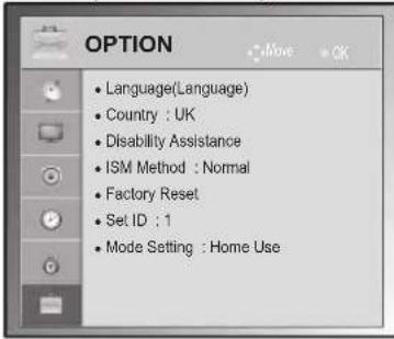 LG 60PV250K - OPTION settings - 1