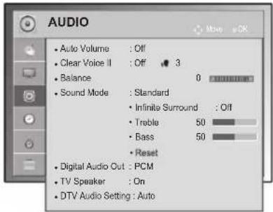 LG 60PV250K - AUDIO settings - 1