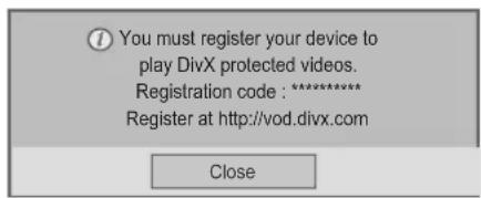 LG 50PZ552 - DivX registration code - 1