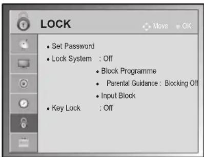 LG 50PZ250A - LOCK settings - 1