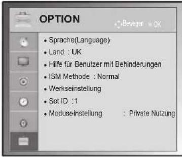 LG 50PW451N - Einstellungen im Menü OPTION - 1