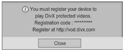 LG 50PT353A - Registering the DivX code - 1
