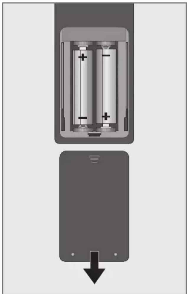 GRUNDIG Fine Arts 65 FLX 9690 SP Short - Batterien in die Fernbedie- nungen einlegen - 1