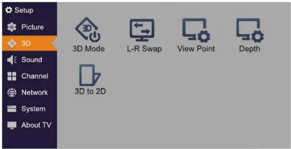 HISENSE LTDN40K370WSGEU - Setting Options: 3D - 1