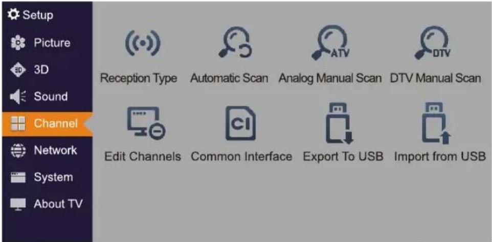 HISENSE LTDN40K370WSGEU - Setting Options: Channels - 1