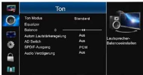 HISENSE LTDN39K160WSEU - Benutzung des Ton Menus - 1