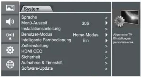 HISENSE LHD32K166WSEU - Funktionen im Systemmenü - 1