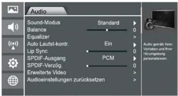HISENSE LHD32K166WSEU - Funktionen im Audiomenü - 1