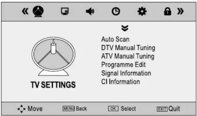 DUAL 3270-LED - Customizing the TV SETTINGS Settings - 1