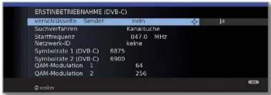 LOEWE ART 46 LED 200 - Einstellmöglichkeiten für den DVB-C-Empfang: - 1