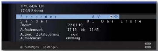LOEWE ART 46 LED 200 - Eingabe der Timer-Daten - 1