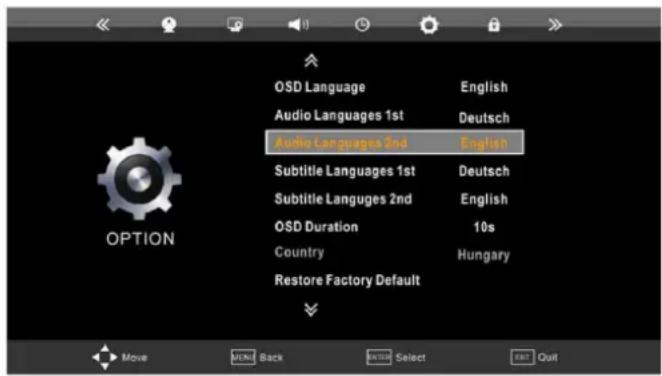 CMX LED 8246F Nelsoni - Einstellungen rund um die Sprache / Optionen - 1