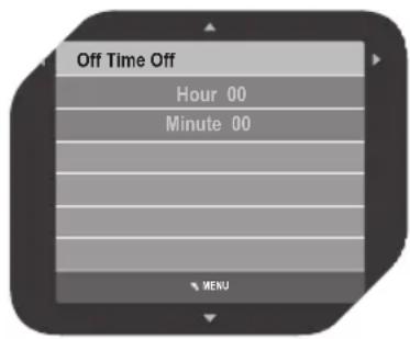 Off Time Off Hour 00 Minute 00 MENU