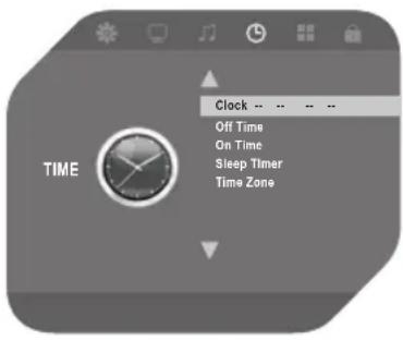 TIME Clock -- Off Time On Time Sleep Timer Time Zone