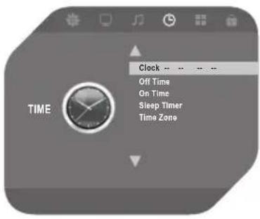 TIME Clock -- Off Time On Time Sleep Timer Time Zone