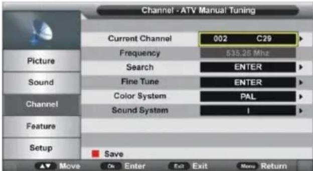 Jay-Tech 2032TT-DVB-T2 - ATV Manual Search (ATV manuelle Suche) (nur bei ATV-Eingangsquelle) - 1
