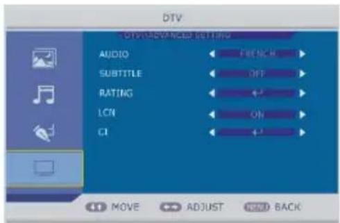 Jay-Tech LED TV 824D - ADV. SETTING (Erweiterte Einstellungen) - 1
