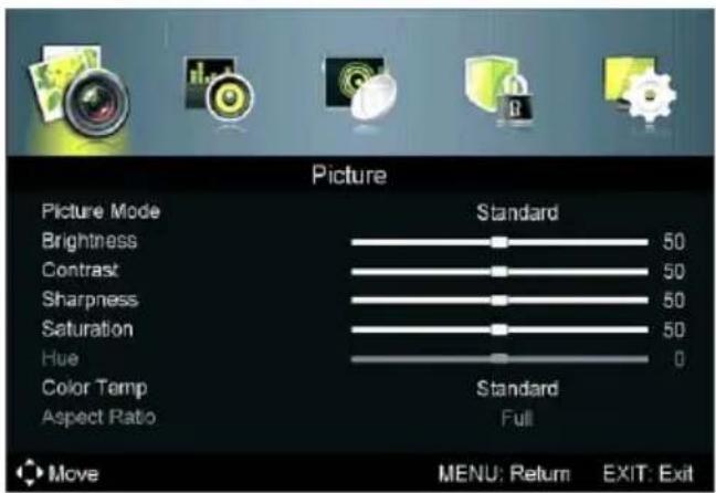 Jay-Tech LED TV JTC 40TT - MENÜ PICTURE (BILD) - 1