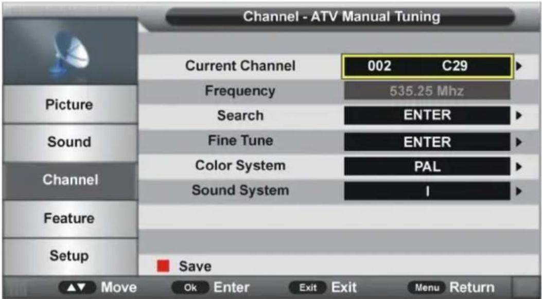 Jay-Tech LED TV JTC 2040C - ATV Manual Search (ATV manuelle Suche) (nur bei ATV-Eingangsquelle) - 1