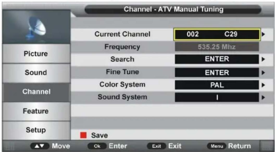 Jay-Tech LED TV822C - ATV Manual Search (ATV manuelle Suche) (nur bei ATV-Eingangsquelle) - 1