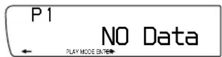 P 1 ← NO Data PLAY MODE ENTER