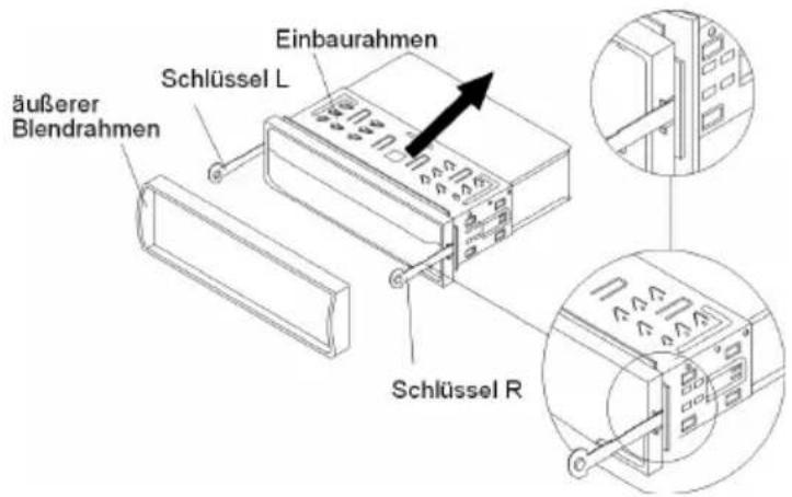 Einbaurahmen Schlüssel L äußerer Blendrahmen Schlüssel R