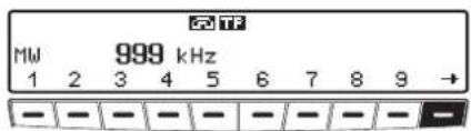 GTF MW 999 kHz 1 2 3 4 5 6 7 8 9 + - - - - - - - - - - - - -