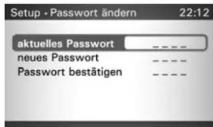 Setup · Passwort ändern 22:12 aktuelles Passwort -------------- neues Passwort -------------- Passwort bestätigen --------------