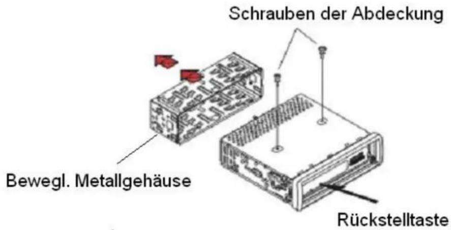 Schrauben der Abdeckung Bewegl. Metallgehäuse Rückstelltaste