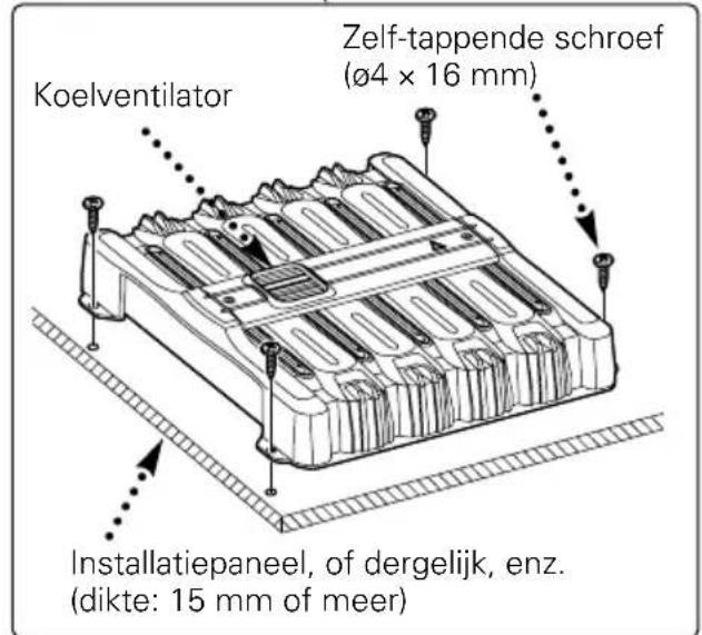 Koelventilator Zelf-tappende schroef (ø4 × 16 mm) Installatiepaneel, of dergelijk, enz. (dikte: 15 mm of meer)