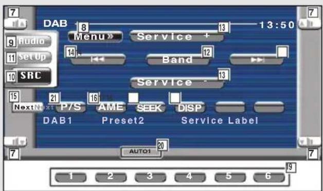 KENWOOD KVT-725DVD - Anzeige des DAB-Tuner-Bedienbildschirms - 3