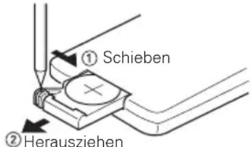 KENWOOD KVT-725DVD - Einlegen und Austauschen der Batterien für die Fernbedienung - 1