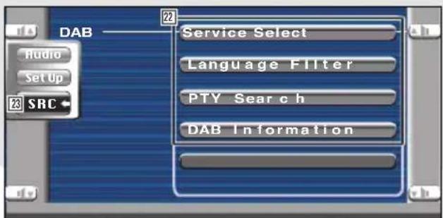 KENWOOD KVT-725DVD - Anzeige des DAB-Tuner-Menübildschirms - 2