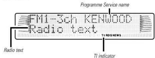 Programme Service name FMI-3ch KENWOOD Radio text TI RDS NEWS Radio text TI indicator