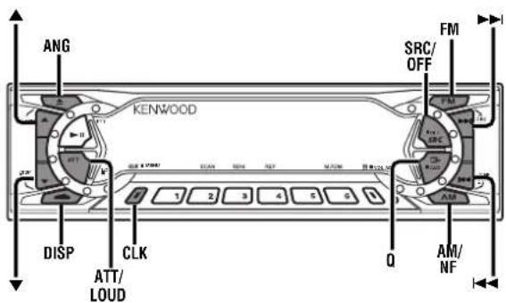 ANG KENWOOD DISP CLK ATT/ LOUD SRC/ OFF FM 1 2 3 4 5 6 Q AM/ NF