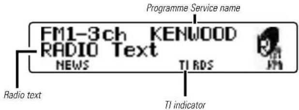Programme Service name FM1-3ch KENWOOD RADIO Text NEWS TI RDS Radio text TI indicator