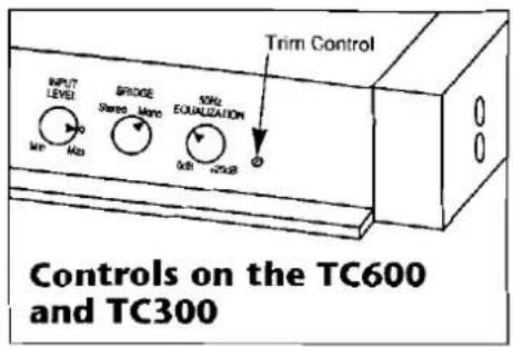 Trim Control NIP/7 LEVEL SPRIDGE Stered More SOLU EQUALIZATION Mn Mn 1.58 2.5x8 Controls on the TC600 and TC300