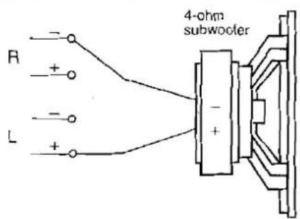 R + - L + - 4-ohm subwoofer +